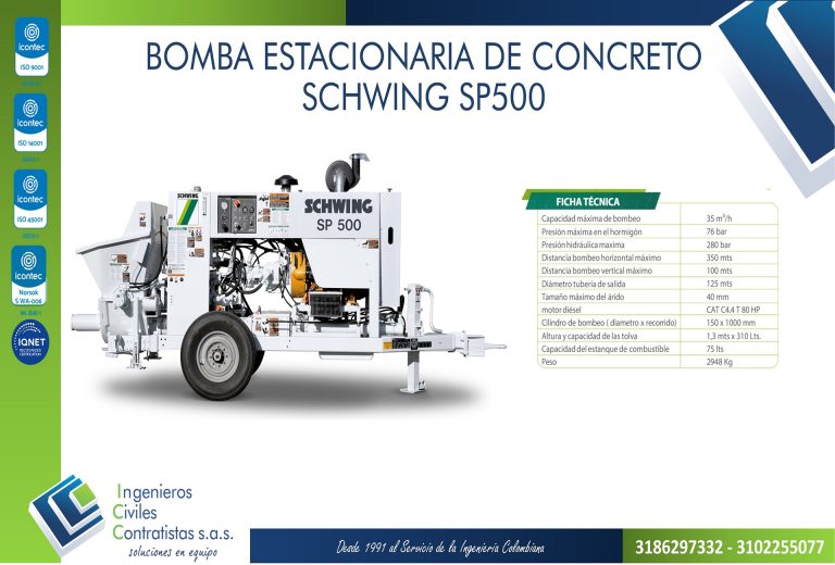 BOMBA ESTACIONARIA DE CONCRETO SCHWING SP500